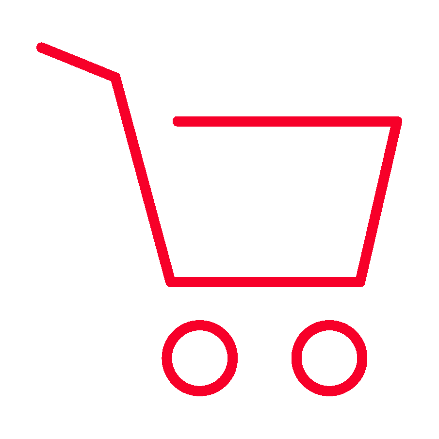 icon representing a shopping cart in red colour