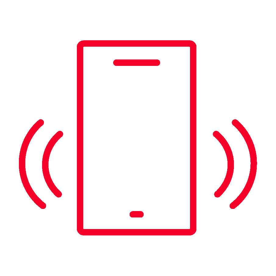 icon representing a cellphone in red colour